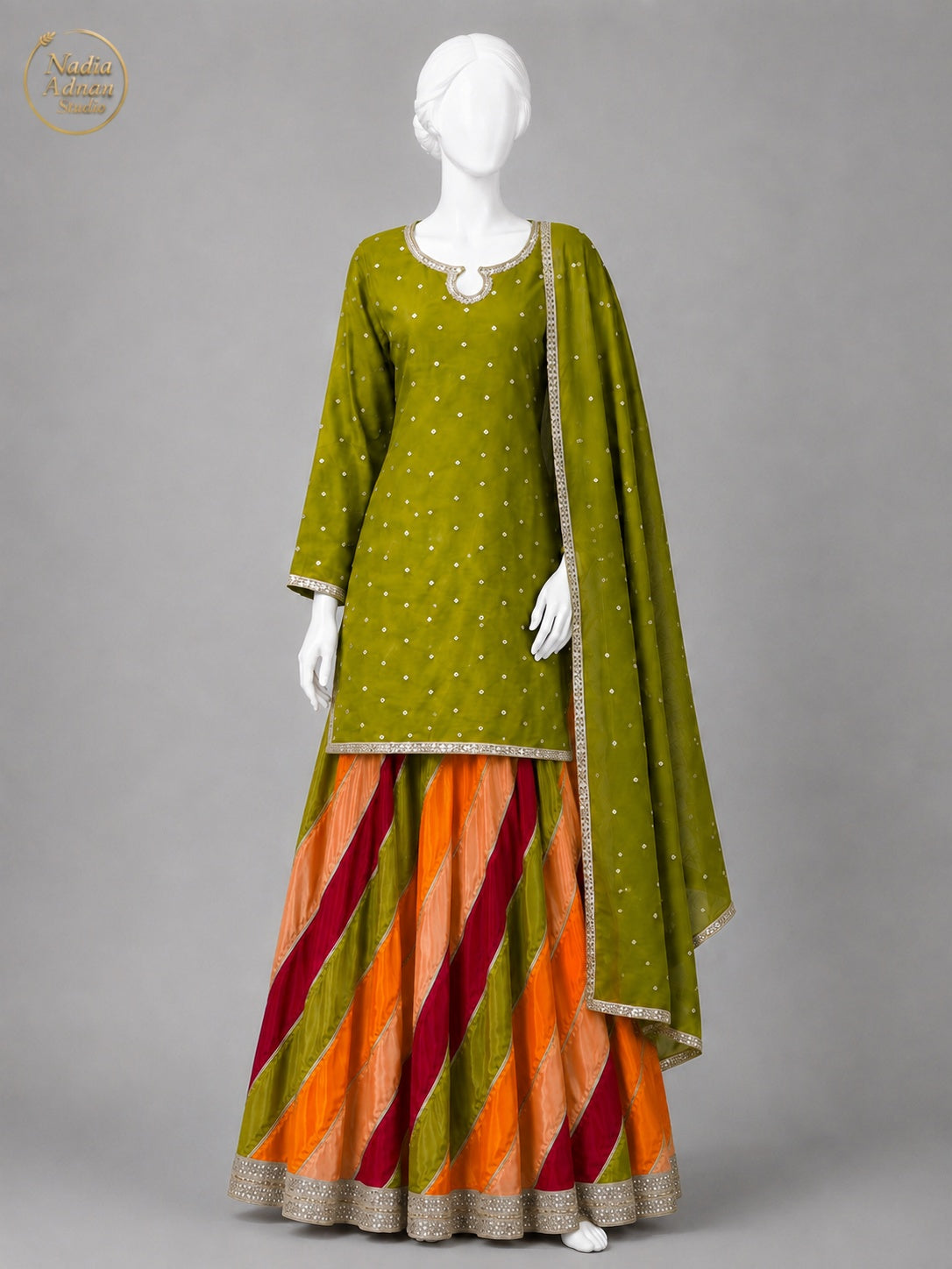 DHANI RAW SILK & CHIFFON PLAZO -S - image 1 - Nadia Adnan Studio
