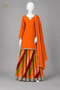 ORANGE RAW SILK & CHIFFON PLAZO -M - image 1 - Nadia Adnan Studio