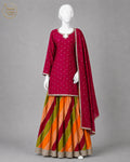 PINK RAW SILK & CHIFFON PLAZO -L - image 1 - Nadia Adnan Studio