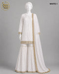 WHITE CHIFFON GHARARA -M - image 1 - Nadia Adnan Studio