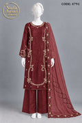 MRON SILK SHIRT PLAZO SUIT -M front view - MRON Silk Shirt Plazo Suit by Nadia Adnan Studio