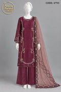 PURP SILK SHIRT PLAZO SUIT -L front view - PURP Silk Shirt Plazo Suit by Nadia Adnan Studio