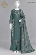 BLUE SILK SHIRT PLAZO SUIT -M front view - BLUE Silk Shirt Plazo Suit by Nadia Adnan Studio