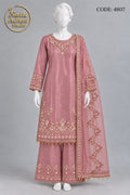 T PINK SILK SHIRT PLAZO SUIT -M front view - T PINK Silk Shirt Plazo Suit by Nadia Adnan Studio