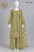 PISTA SILK SHIRT PLAZO SUIT -M front view - PISTA Silk Shirt Plazo Suit by Nadia Adnan Studio
