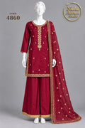 MAROON KATAN SHIRT PLAZO -M/L - pose 1 - Nadia Adnan Studio