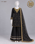 BLACK KATAN SHIRT PLAZO -L - pose 1 - Nadia Adnan Studio
