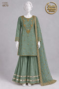 GREEN KATAN SHIRT PLAZO -L - pose 1 - Nadia Adnan Studio
