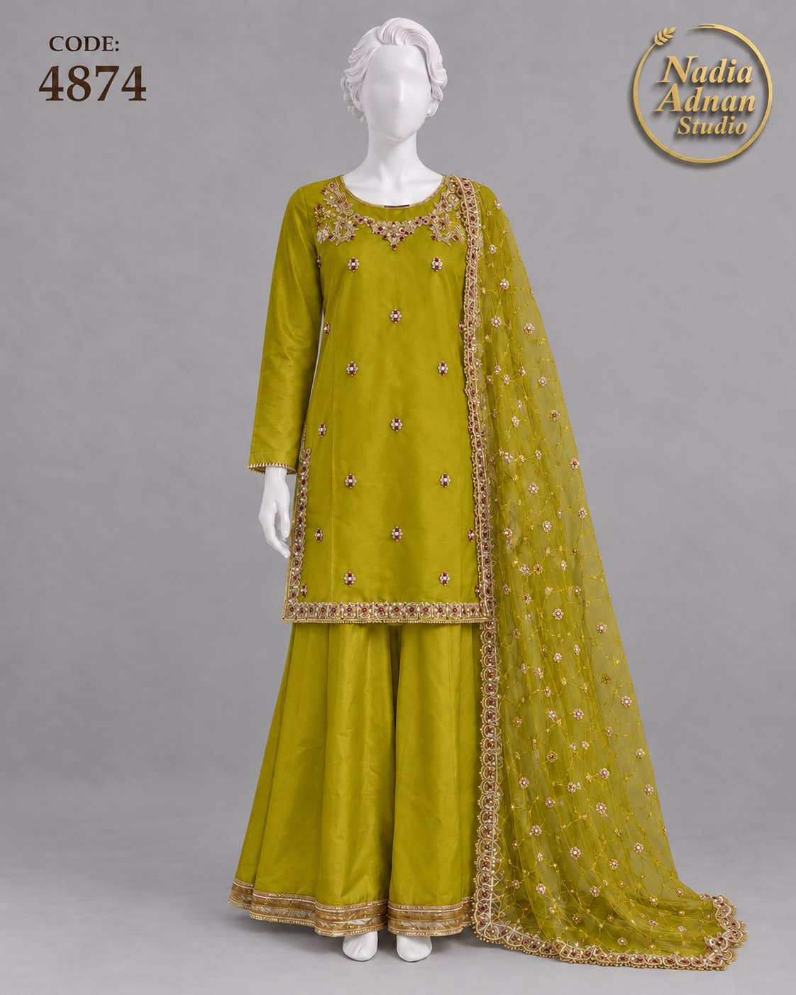 DHANI KATAN SHIRT PLAZO -M/L - pose 1 - Nadia Adnan Studio
