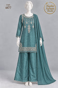 BLUE MISORI SHIRT PLAZO -M - pose 1 - Nadia Adnan Studio
