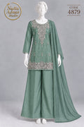 GREEN MISORI SHIRT PLAZO -L - pose 1 - Nadia Adnan Studio