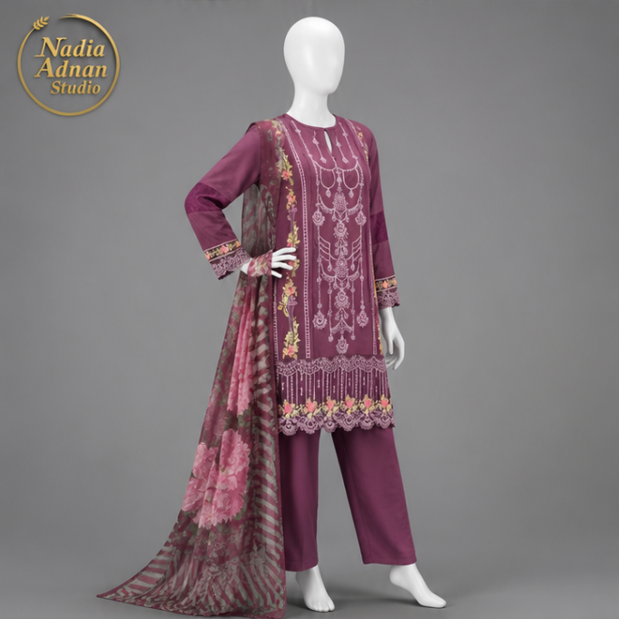 Nadia Adnan Studio Purple Lawn Suit3-Trou