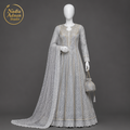 Nadia Adnan Studio Grey Net Pearl Maxi